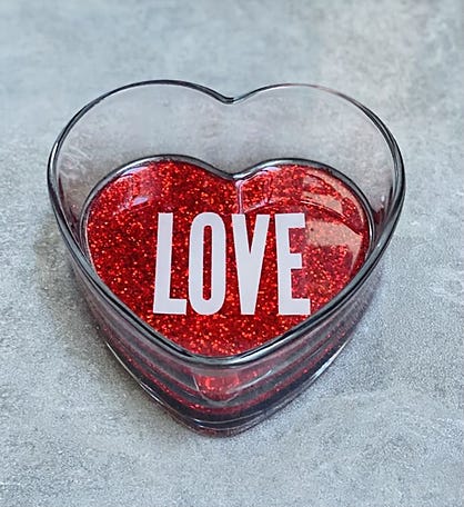 Red Glitter Love Glass Heart Dish